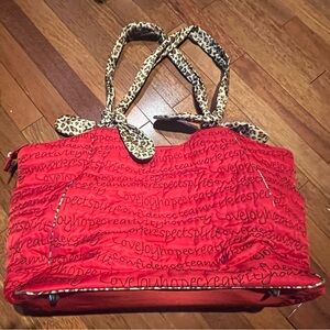 Women’s Chico Stylish Red Tote Bag with Leopard Print Accents